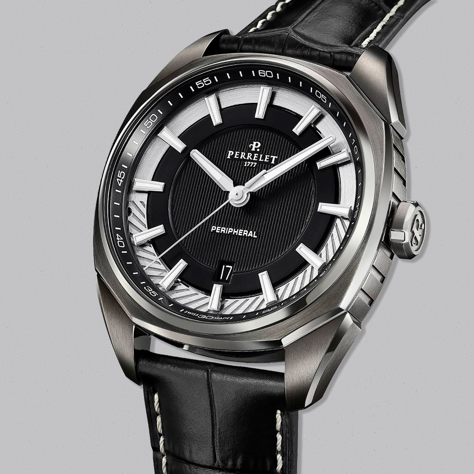 LAB PERIPHERAL 3H PVD BLACK DIAL - Swiss Gallery Iraq PERRELET
