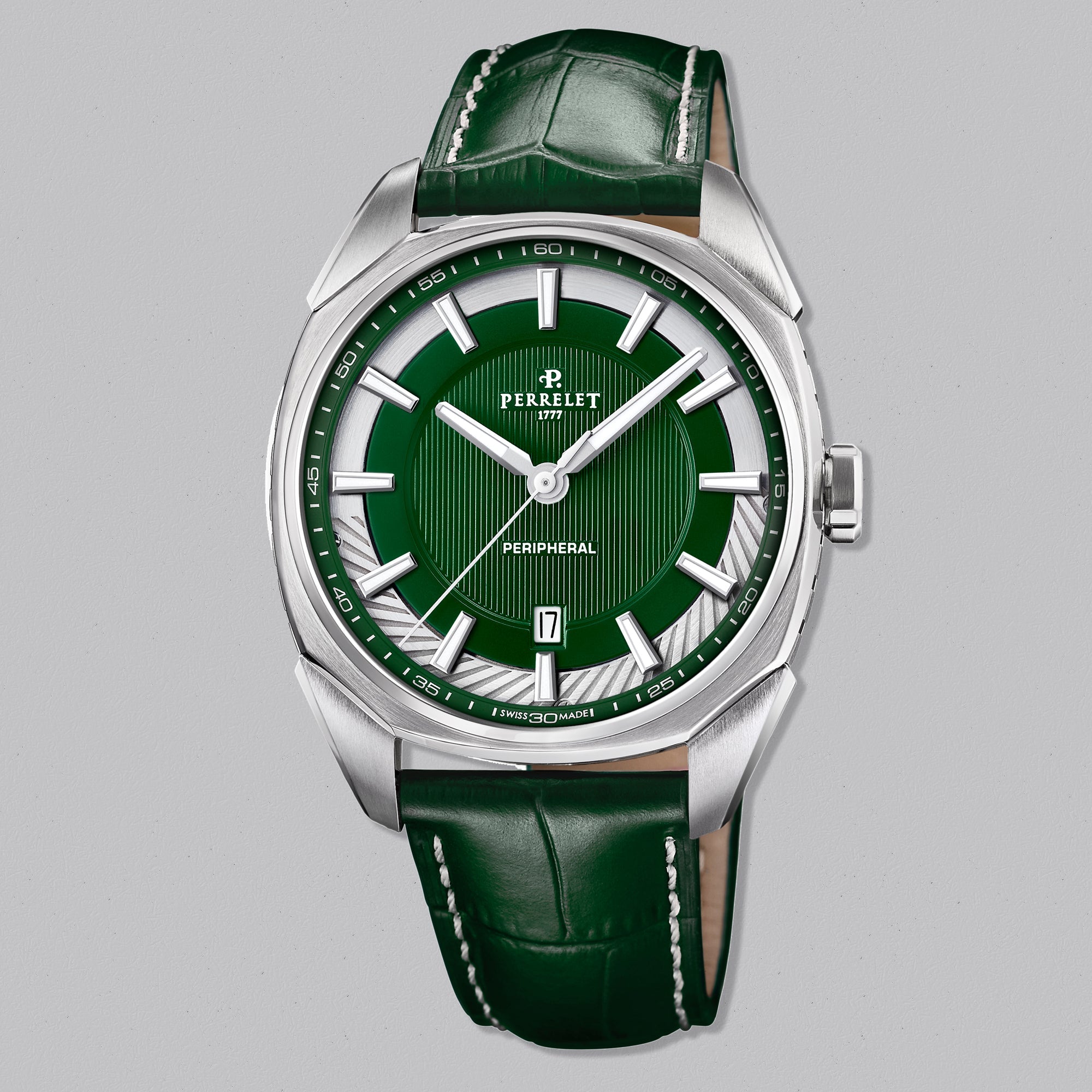 LAB PERIPHERAL 3H SS GREEN DIAL - Swiss Gallery Iraq PERRELET
