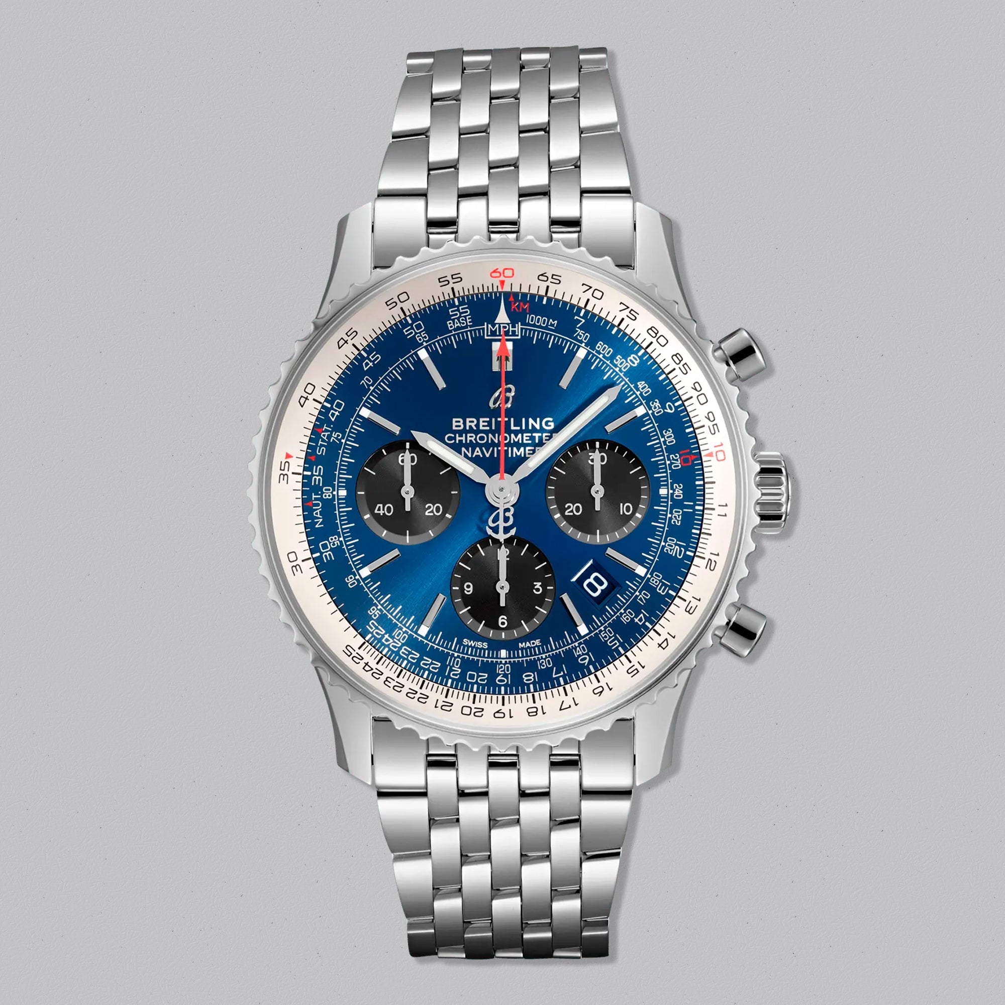 NAVITIMER B01 CHRONOGRAPH BRACELET 43 BLUE DIAL - Swiss Gallery Iraq BREITLING