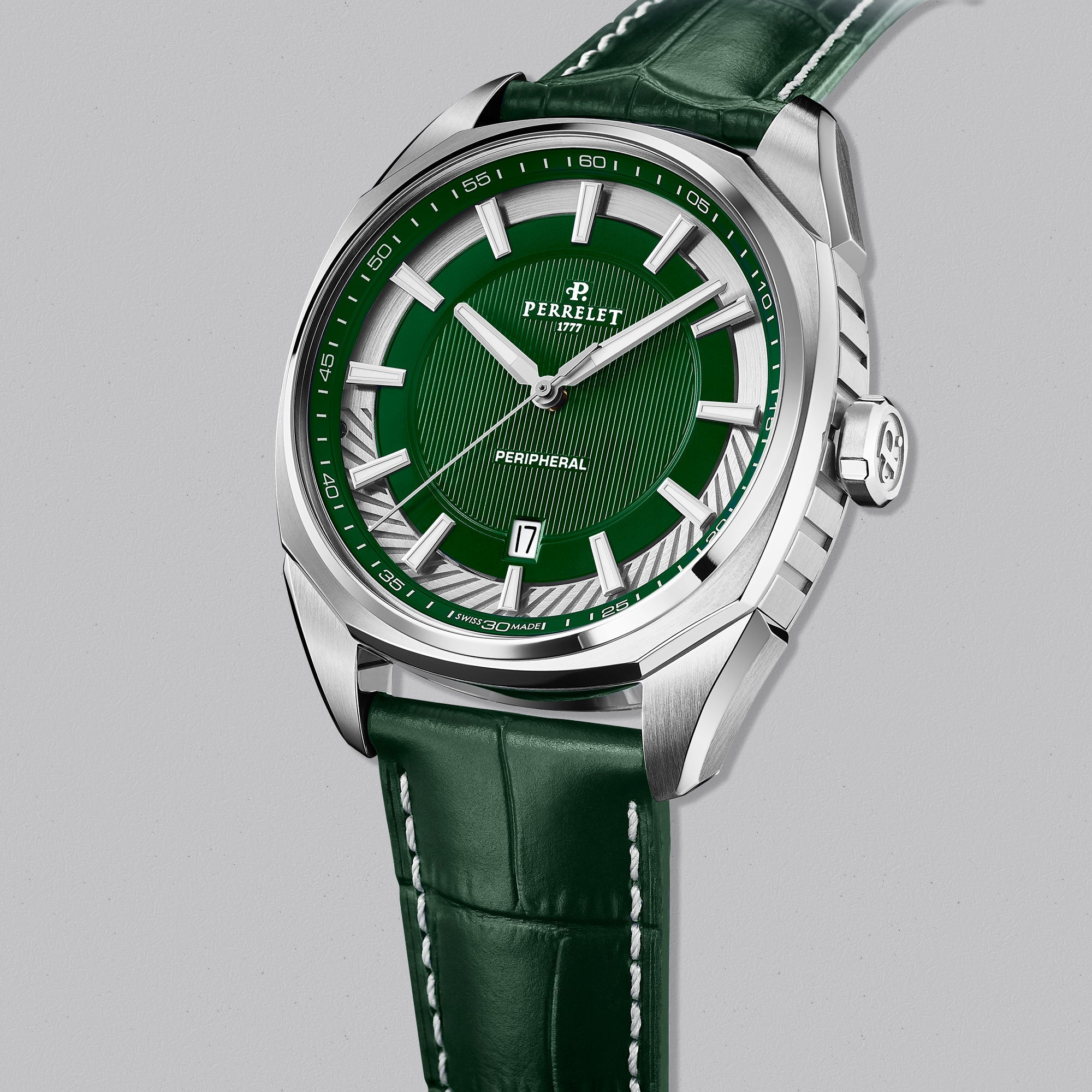 LAB PERIPHERAL 3H SS GREEN DIAL - Swiss Gallery Iraq PERRELET